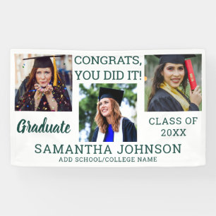 Graduation Green  3 Photo Congrats Graduate 2022  Banner
