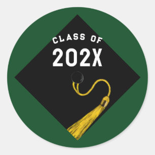 Graduation Green Classic Round Sticker