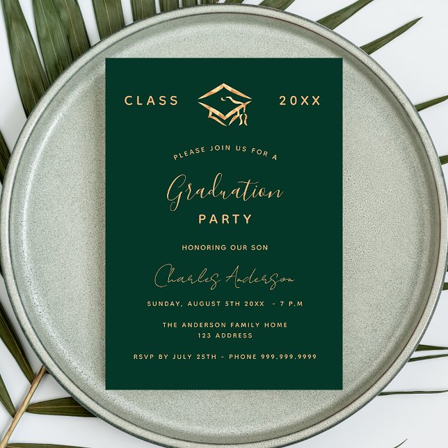 Graduation green gold simple 2025 invitation (Creator Uploaded)