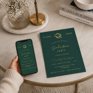 Graduation green gold simple 2026 invitation