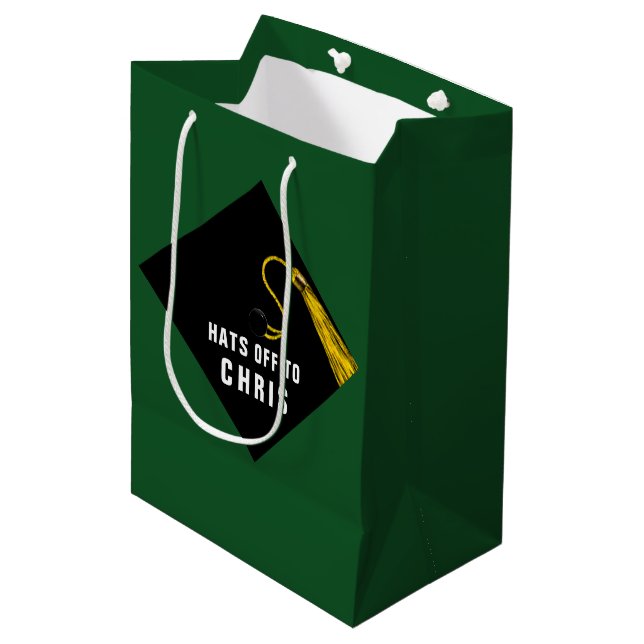 Graduation Green Medium Gift Bag (Front Angled)