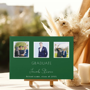 Graduation green name script photo guest book