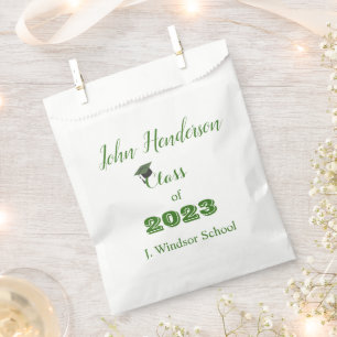 Graduation Green & White Class of 2023 Favour Bags