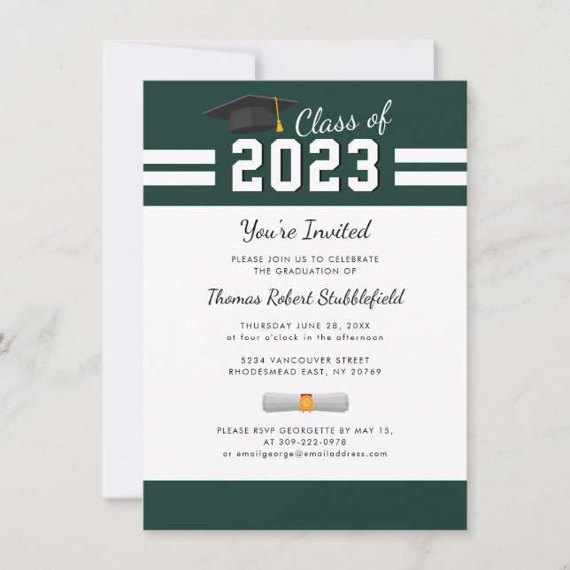  Graduation Green White College Grad 2026 Party Invitation (Front)