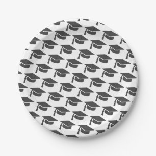 Graduation Grey Tassel Cap Paper Plate