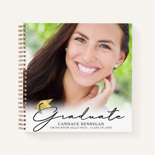 Graduation Guest Book 2 Photos Script Keepsake (Front)
