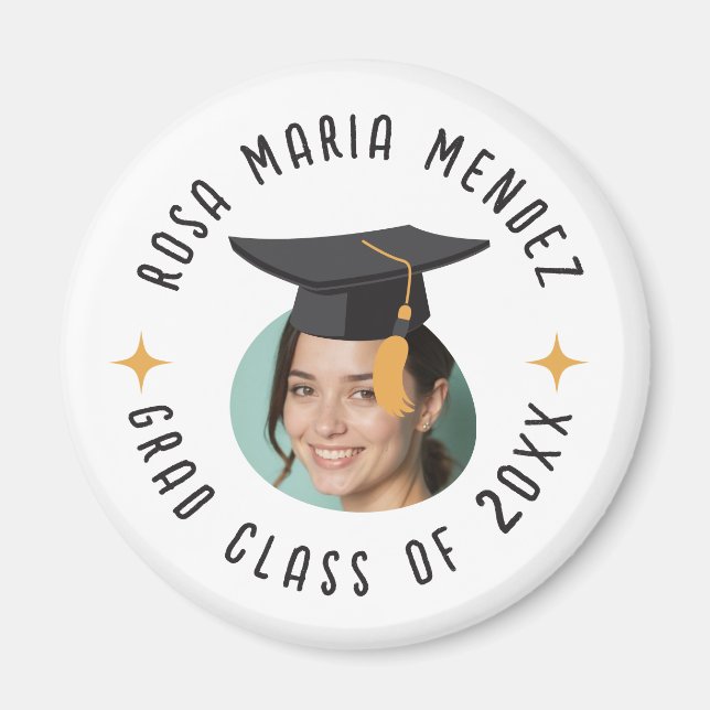 Graduation Hat Class Add Photo Name Year Keepsake Magnet (Front)