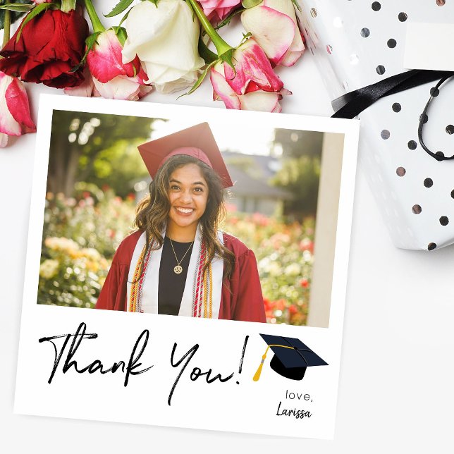 Graduation Hat Instant Photo Two & Thank You Card (Creator Uploaded)