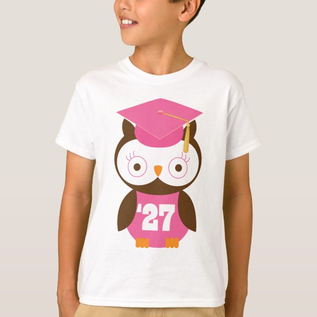 Graduation Hat Owl Class of 2027 Gift T-Shirt (Front)