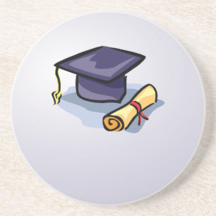 Graduation Hat Past Present Future on Blue Coaster