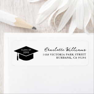 Graduation Hat Tassel Script Return Address