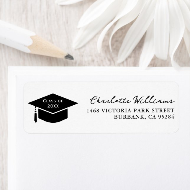 Graduation Hat Tassel Script Return Address (Insitu)