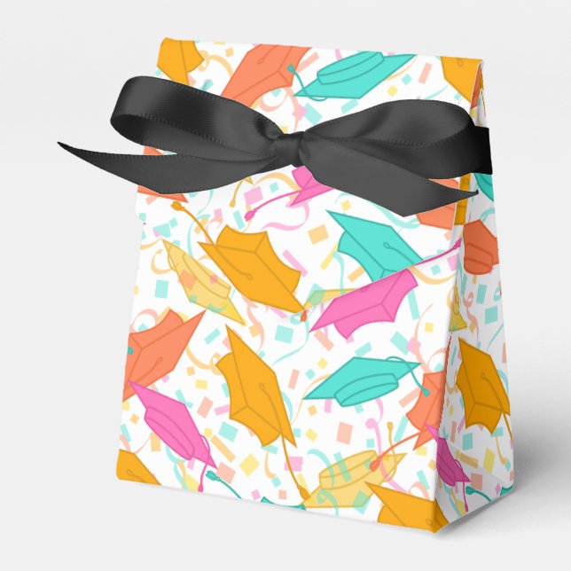 Graduation Hat Toss (Tropical) Favour Box (Front Side)