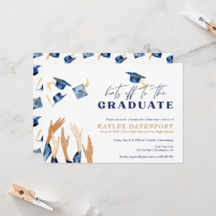 Graduation Hats off watercolor caps pattern