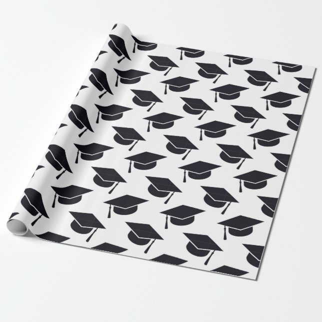 Graduation Hats Wrapping Paper (Unrolled)