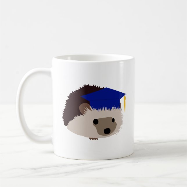 Graduation Hedgehog Mug - Blue (Left)