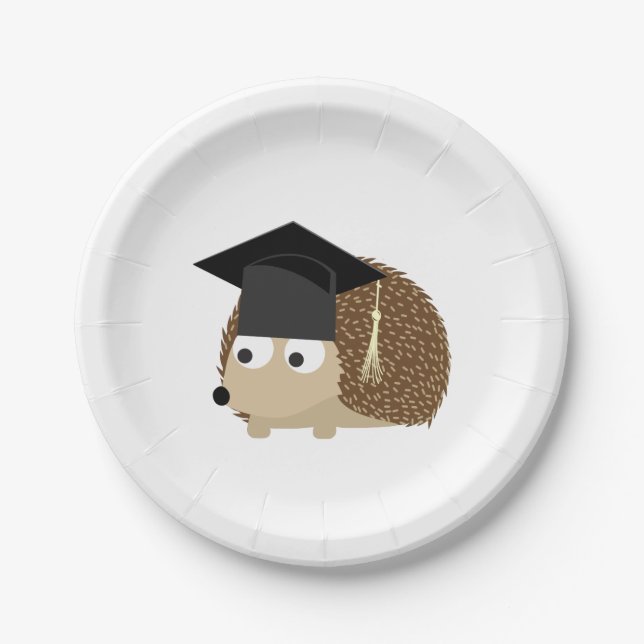 Graduation hedgehog paper plate (Front)