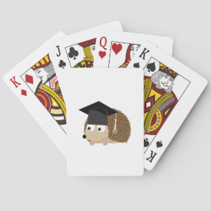 Graduation hedgehog playing cards