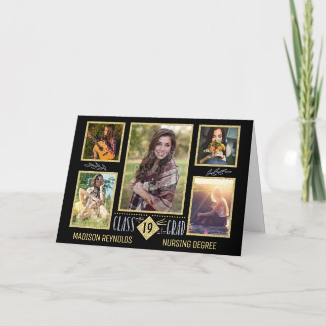 Graduation High School College Grad Photo Collage Card (Front)