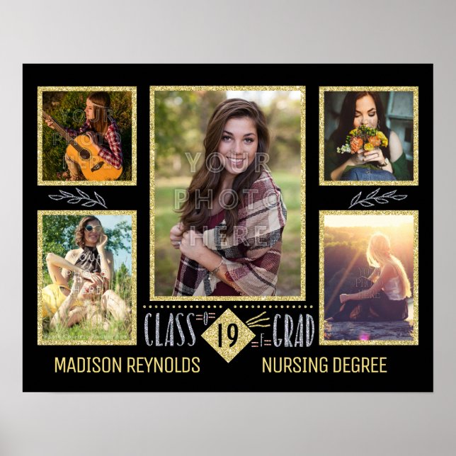 Graduation High School College Grad Photo Collage Poster (Front)