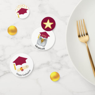 Graduation in Burgundy & Gold Confetti
