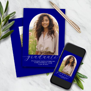 Graduation Invitation 2 Photos Arch Navy
