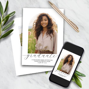 Graduation Invitation 2 Photos Arch White