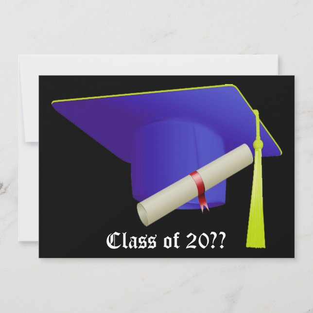 Graduation Invitation Blue Cap (Front)