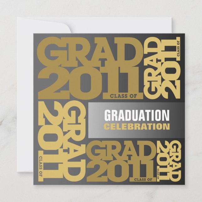 Graduation Invitation Celebrate 2011 Gold Black (Front)