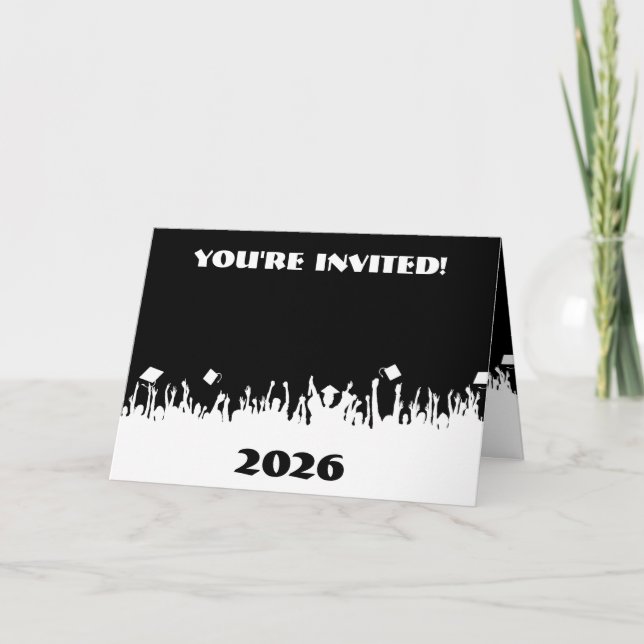 Graduation Invitation-Change Background/Font Colou Thank You Card (Front)