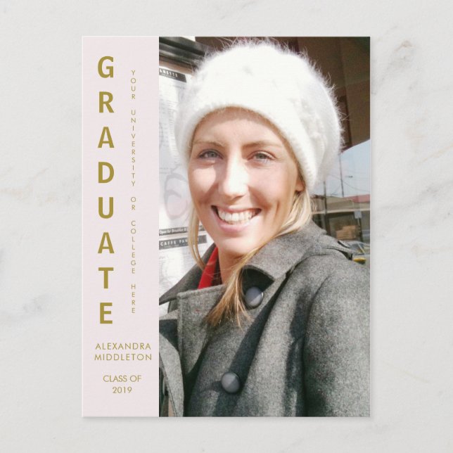 Graduation Invitation Graduate Photo Postcard (Front)