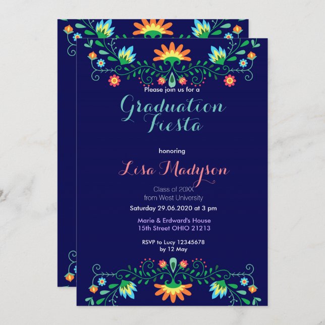 Graduation Invitation Party Fiesta Mexican Invite (Front/Back)