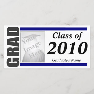 Graduation Invitation Photo Card - blue