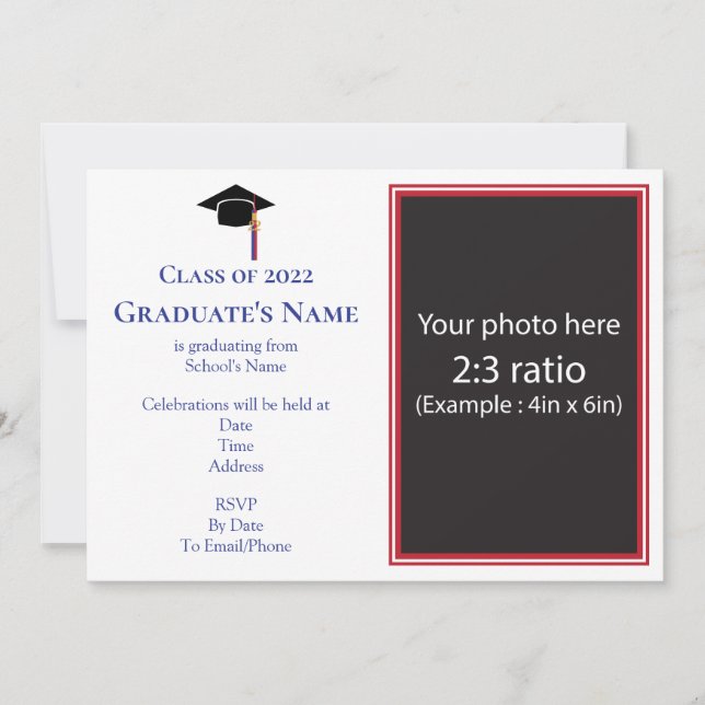 Graduation Invitation w/ Mortarboard (Any Colour) (Front)