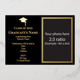 Graduation Invitation with Mortarboard Foil Card
