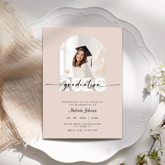Graduation Invitation with Photo 2026 - Dusty Pink