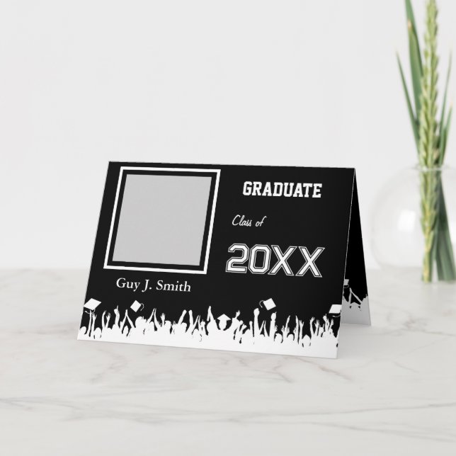 Graduation Invitation Your Photo Silhouette Crowd (Front)