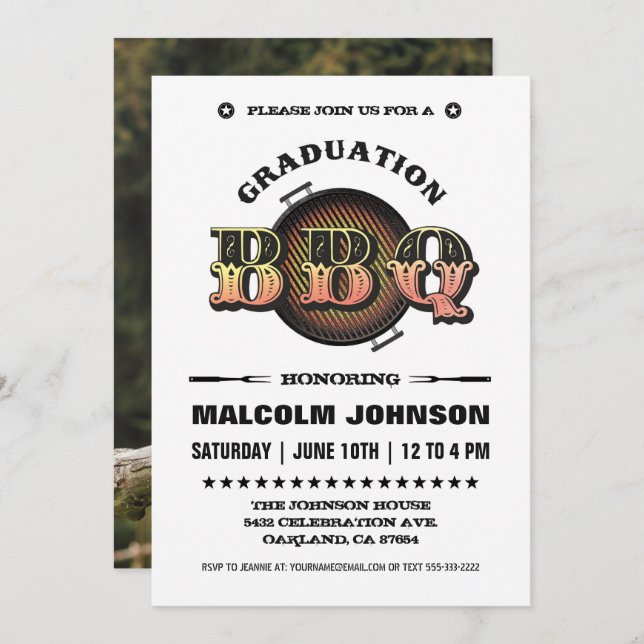 Graduation Invitations | BBQ Party (Front/Back)