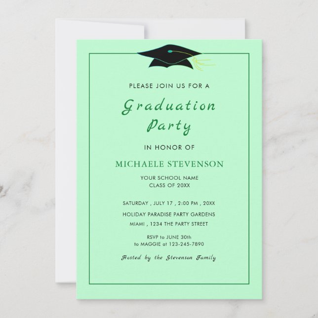 Graduation Invitations Example Choose Your Colour (Front)