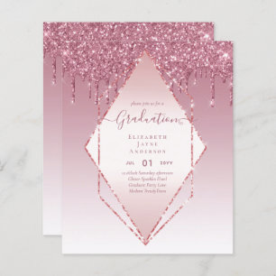GRADUATION INVITES - Dripping Glitter Girly Glamou