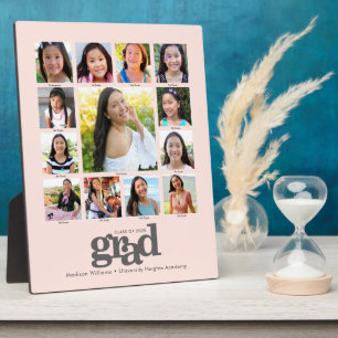 Graduation K–12 Blush Pink Photo Collage Modern Plaque
