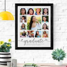 Graduation K–12 Modern Script Photo Collage White