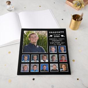 Graduation K-12 Photo Collage Custom Colours Guest Book