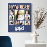 Graduation K–12 Photo Collage Modern Bold Blue Canvas Print<br><div class="desc">Be proud, rejoice and showcase this milestone of your favourite grad. Create this elegant, simple, modern, personalised high school graduation K – 12 photo collage canvas wall art for a keepsake you’ll always treasure. A fun, playful visual of bold, graphic, white typography, along with their name, class year, school and...</div>