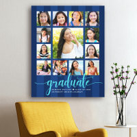 Graduation K–12 Photo Collage Navy Blue Script