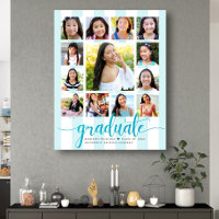 Graduation K–12 Photo Collage Turquoise Script