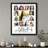 Graduation K–12 Photo Collage White Black Doodles