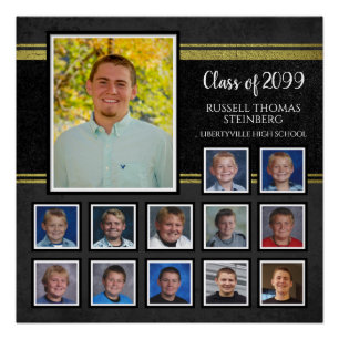 Graduation K-12 Photos Commemorative Black & Gold Poster