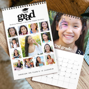 Graduation K–12 Script Photo Collage Bold 15 month Calendar