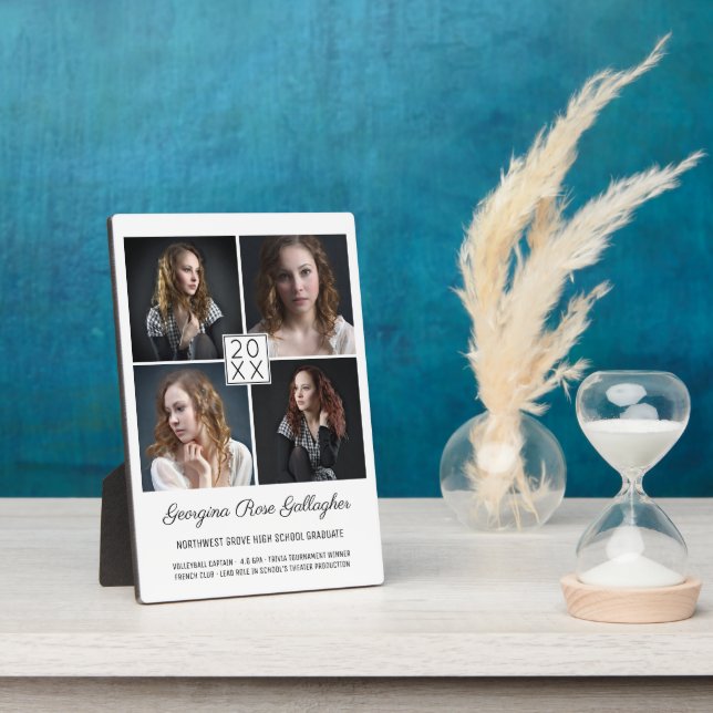 Graduation Keepsake Modern Photo Collage Classic Plaque (Side)